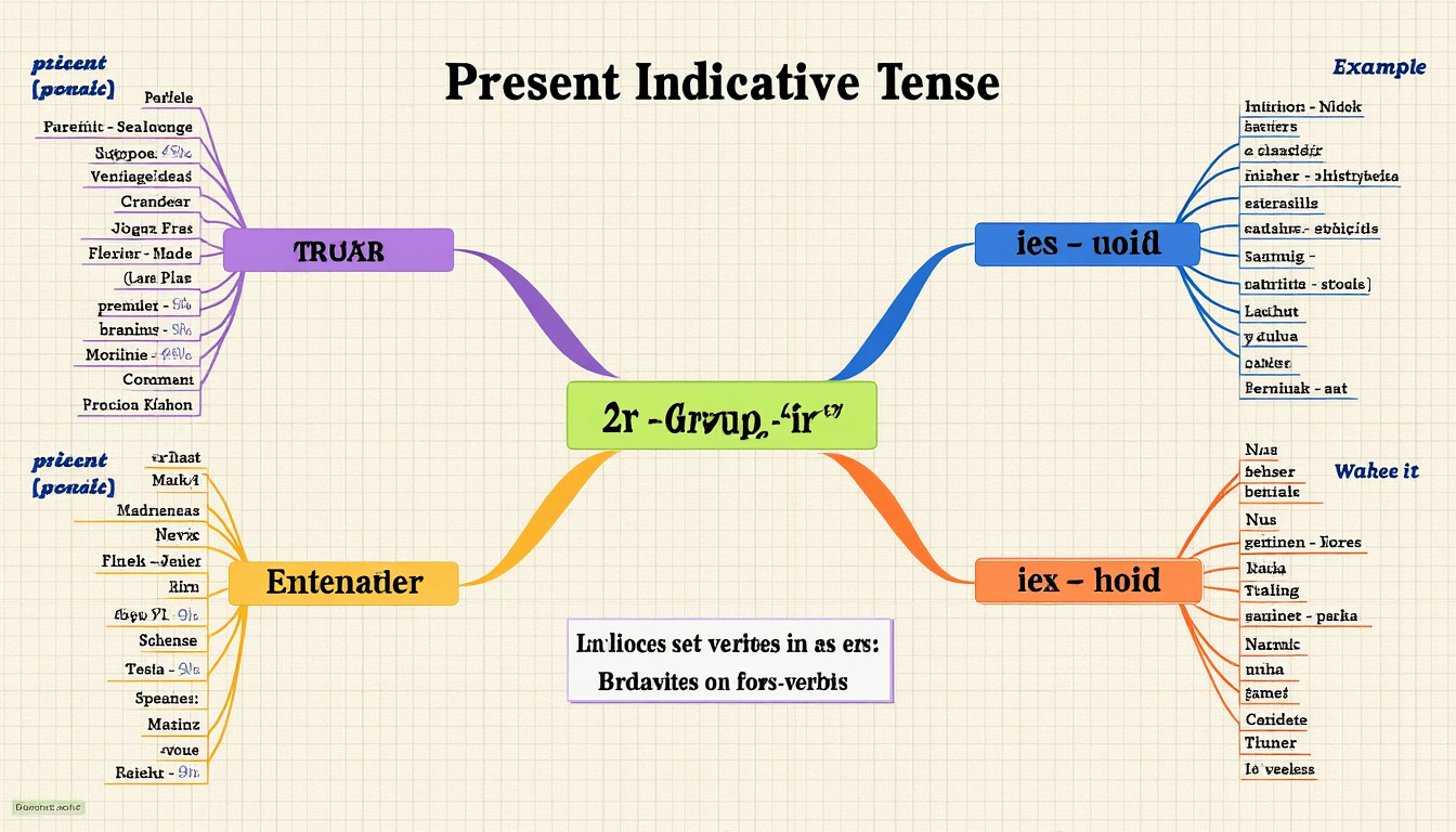 découvrez comment maîtriser le présent de l'indicatif en français grâce à une carte mentale claire et efficace. idéal pour mémoriser les règles et conjugaisons facilement !