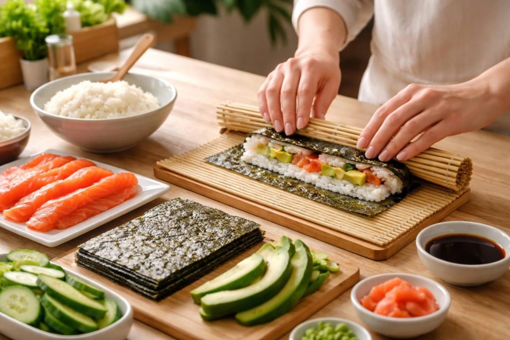 apprenez à préparer des sushis délicieux chez vous facilement grâce à notre guide étape par étape, idéal pour les débutants et les passionnés de cuisine japonaise.