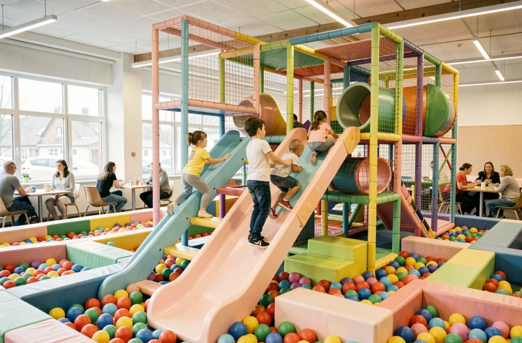 Enfants jouant dans les structures de Fun City à Dorlisheim