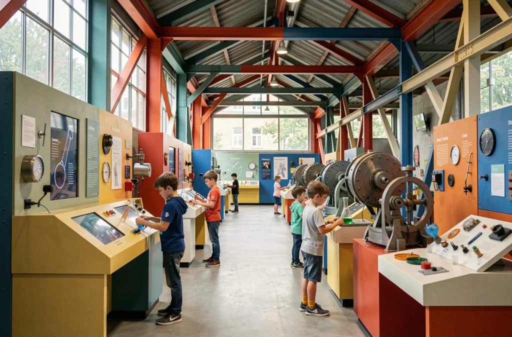 Des enfants explorent les installations interactives du Vaisseau à Strasbourg