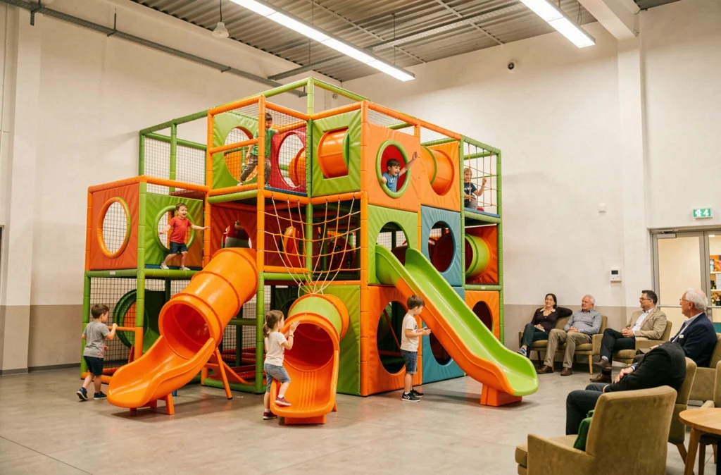 Enfants jouant dans les structures de Pass Partoo à Saint-Julien-lès-Metz