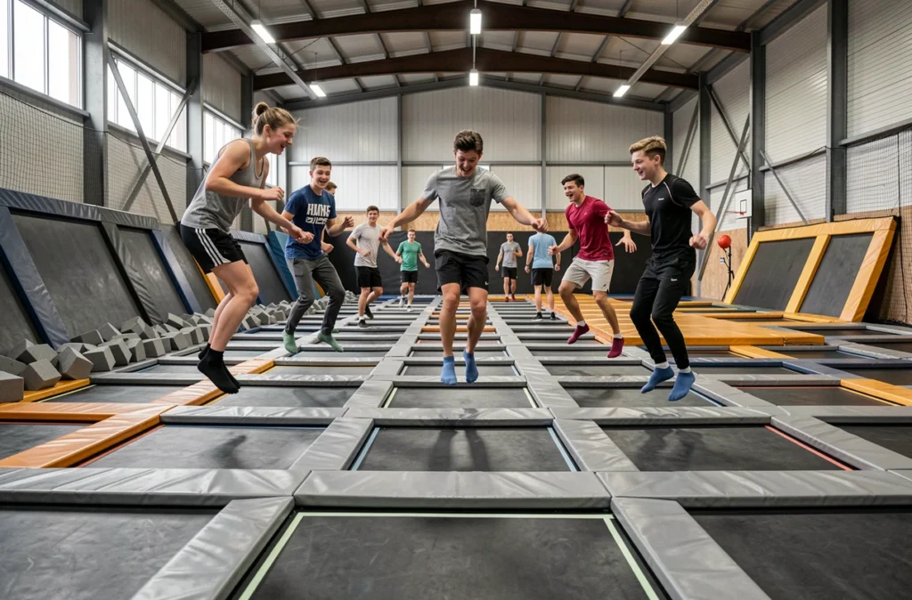 Jeunes qui sautent sur les trampolines du Trampoline Park à Geispolsheim